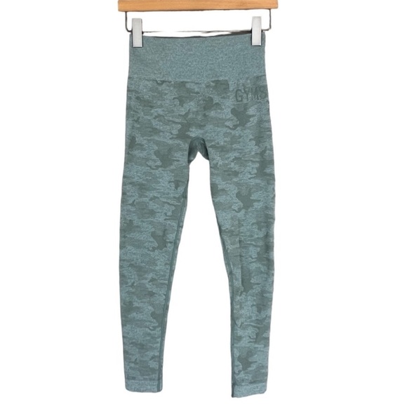 Gymshark Sage Green Camo Seamless Leggings - Picture 1 of 10